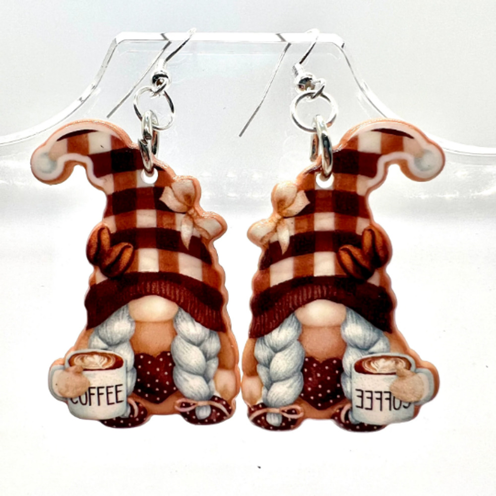 Coffee Gnome Earrings - Coffee Earrings - Barista Earrings - Cafe Earrings